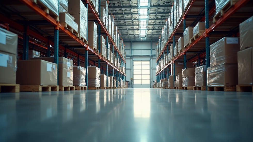 High angle view of a modern warehouse interior
